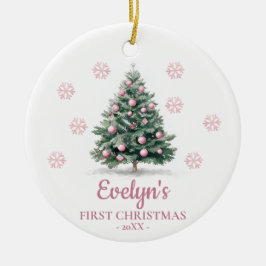 Christmas Tree Personalized Girl's First Christmas Keramisch Ornament