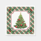 Christmas Tree Plaid with Holly Servet (Voorkant)