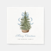 Christmas Tree Preppy Bow Blue Christmas Servet (Voorkant)