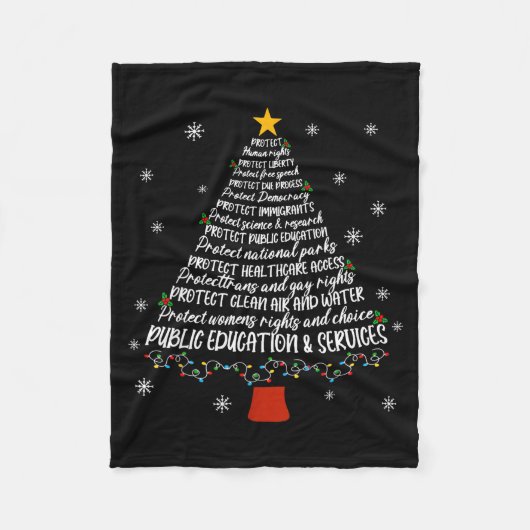 Christmas Tree Protect Human Rights Protect Libert Fleece Deken (Voorkant)