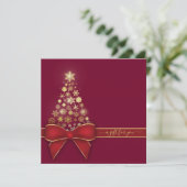 Christmas Tree Red Bow Gold Snowflakes Carte cadea (Debout devant)