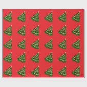 Christmas Tree Red Gift Wrapping Paper Cadeaupapier (Vlak)