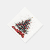 Christmas Tree Red Ornaments Gifts Holiday Servet (Hoek)