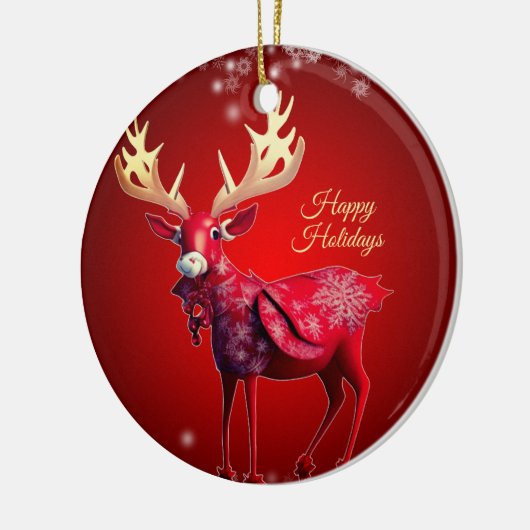 Christmas Tree Red Reindeer Winter Holidays Keramisch Ornament (Links)