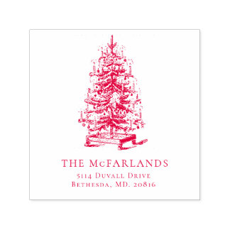 Christmas Tree retour adresstempel Zelfinktende Stempel