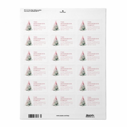 Christmas Tree Return Address Label (Full Sheet)