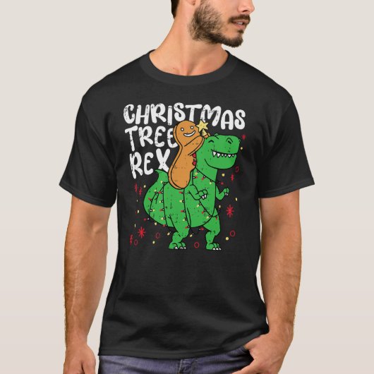 Christmas Tree Rex Christmas Funny Gingerbread Man T-shirt (Voorkant)