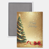 Christmas Tree Ribbons Holiday Magnet Magneet (Voorkant / Achterkant)