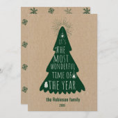 Christmas Tree Rustic Personalized Feestdagenkaart (Voorkant / Achterkant)