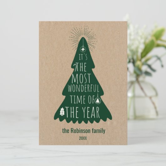 Christmas Tree Rustic Personalized Feestdagenkaart (Staand voorkant)