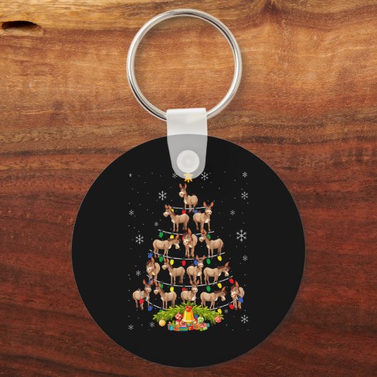 Christmas Tree Santa Hat Lights Xmas Sleutelhanger (Voorkant)