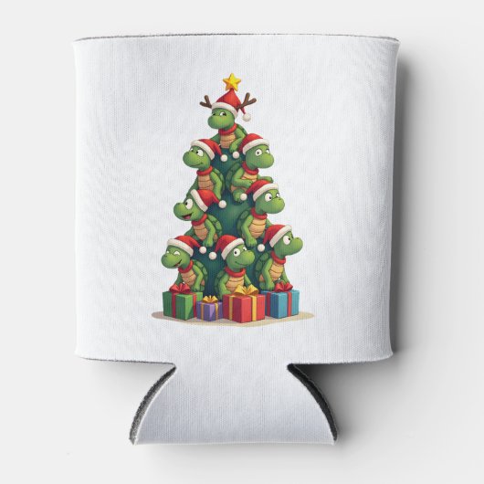 Christmas Tree Sea Turtle Turtles Tortoise T-Shirt Blikjeskoeler (Voorkant)