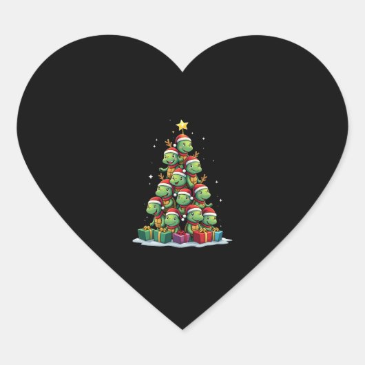Christmas Tree Sea Turtle Turtles Tortoise T-Shirt Hart Sticker (Voorkant)