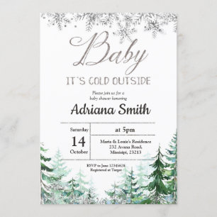 Christmas Tree Silver Snowflakes Baby shower Kaart