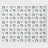 Christmas Tree Silver Snowflakes Blue Ornaments Cadeaupapier (Vlak)