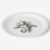 Christmas Tree Silver Snowflakes Blue Ornaments Papieren Bordje (Gekanteld)