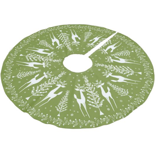 CHRISTMAS TREE SKIRT MCM OLIJF EN WITTE KERSTBOOM ROK (Gekanteld)