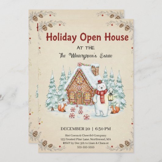 Christmas Tree Snowman Christmas Party Invitation (Devant / Derrière)