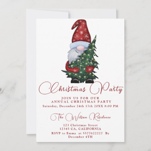 Christmas Tree Snowman Fête de Noël Invitation (Devant)