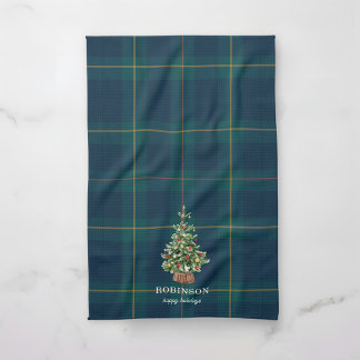 Christmas Tree Tartan Plaid Family Name Theedoek