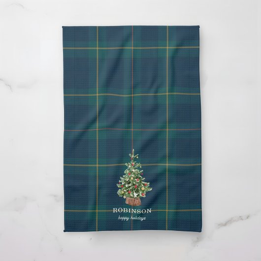 Christmas Tree Tartan Plaid Family Name Theedoek