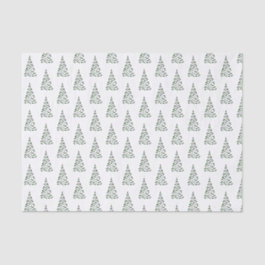 Christmas Tree Tissue Paper Waterverf Pattern Tissuepapier (Voorkant)