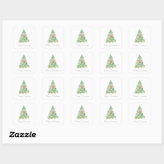Christmas Tree Vierkante Sticker (Vel)