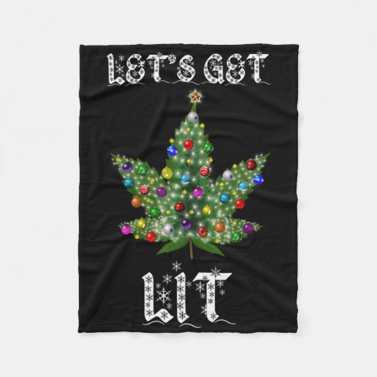 Christmas Tree Weed Leaf Pot Thc Gift Tee Fleece Deken (Voorkant)