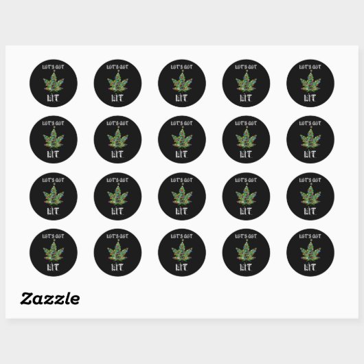 Christmas Tree Weed Leaf Pot Thc Gift Tee Ronde Sticker (Vel)