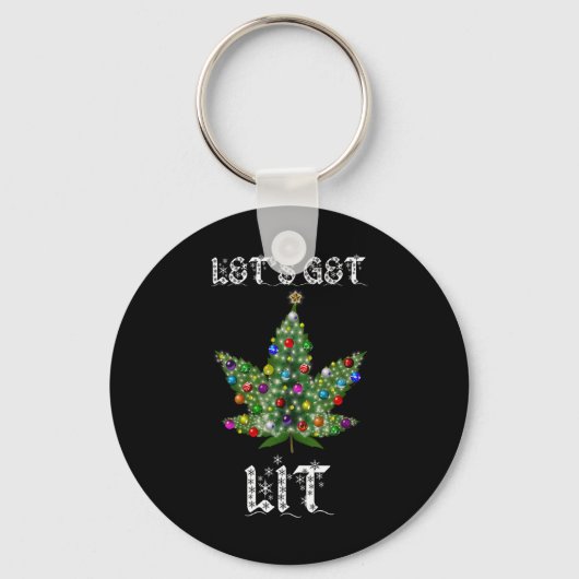 Christmas Tree Weed Leaf Pot Thc Gift Tee Sleutelhanger (Voorkant)