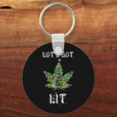 Christmas Tree Weed Leaf Pot Thc Gift Tee Sleutelhanger (Voorkant)