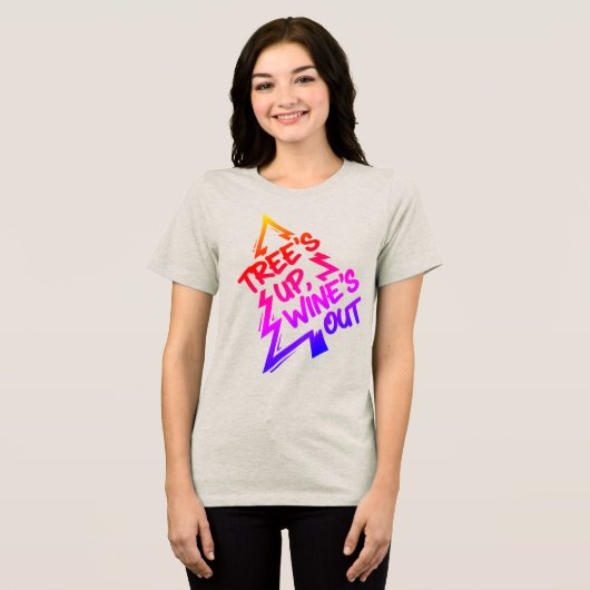 Christmas Tree Wine Lover Tri-Blend Shirt (Voorkant volledig)