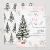 Christmas Tree Winter Onderland Birthday Kaart (Voorkant / Achterkant)