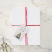 Christmas Tree with Orange Red Ornaments Cadeaulabel (Met Touw)