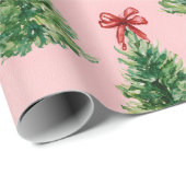 Christmas Tree with Red Bow | Pink Wrapping Paper Cadeaupapier (Rol Hoek)