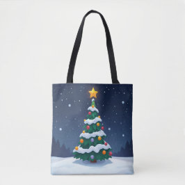 Christmas Tree with Snow Tote Draagtas