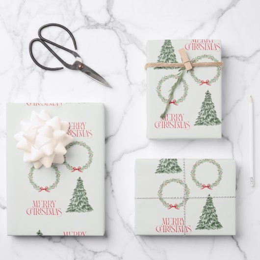 Christmas Tree Wrapping Sheet  Inpakpapier Vel (Voorkant)