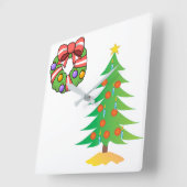 **CHRISTMAS TREE & WREATH* CHRISTMAS CLOCK VIERKANTE KLOK (Hoek)
