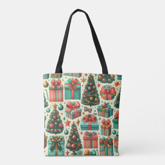 Christmas trees and presents art pattern draagtas (Achterkant)