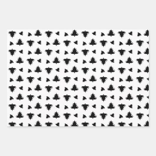 Christmas Trees Black Plaid Inpakpapier Vel (Voorkant 3)