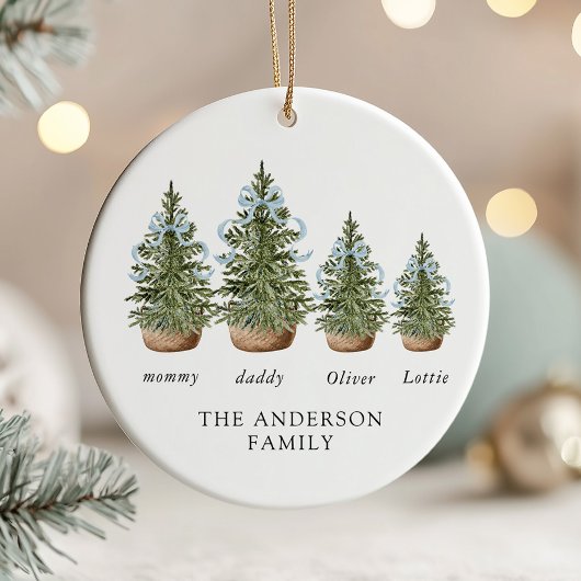 Christmas Trees Bow Blue Keramisch Ornament