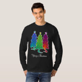 Christmas Trees Cat Lizard Dinosaur Rat Blue Green T-shirt (Voorkant volledig)