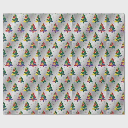 Christmas Trees Colourful Xmas Cadeaupapier (Vlak)