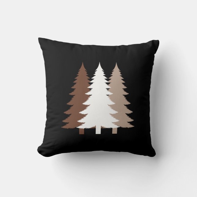 Christmas Trees In White & Chocolate Brown Tones Kussen (Voorkant)