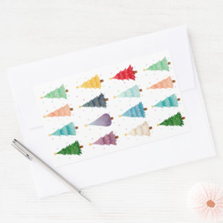  Christmas trees, Ornaments for a Joyful Season  Rechthoekige Sticker
