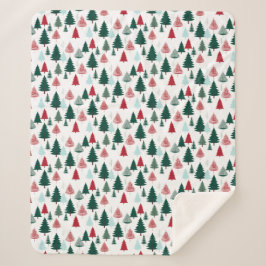 Christmas Trees Pine Forest Cozy Patterned Sherpa Deken