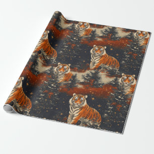 Christmas Trees & Tigers patroon Cadeaupapier