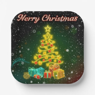 Christmas Trendy Neon Holiday Collectie Papieren Bordje