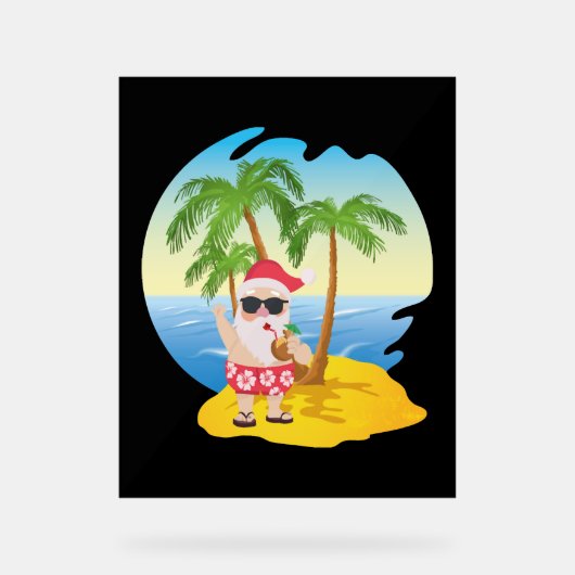 Christmas Tropical Beach Funny Santa Claus (Recto)