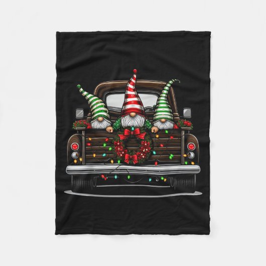 Christmas Truck Cute Gnome Fleece Deken (Voorkant)